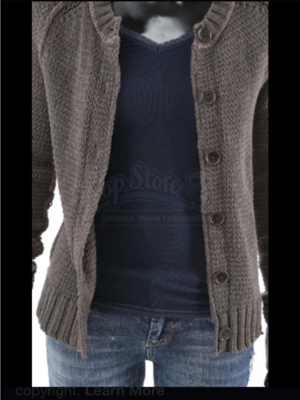 Bella Swan Alt Inhabit Dark Gray Button-Front Knit Cardigan L